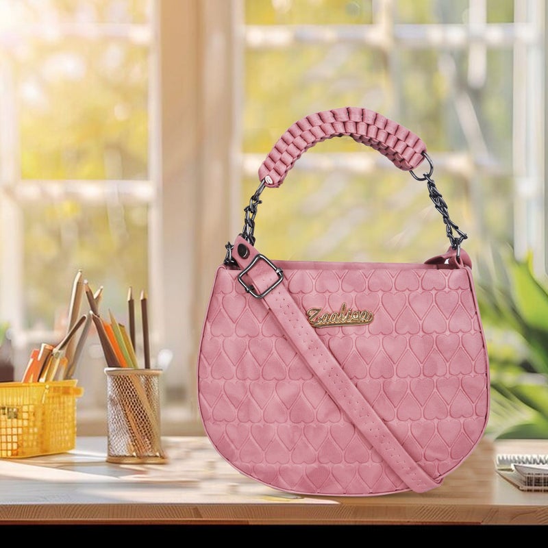 Osman Stylish Peach Heart Design Sling Bag for Girls - Image 1